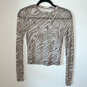 Altar’d State Sheer/ mesh retro pattern crop top